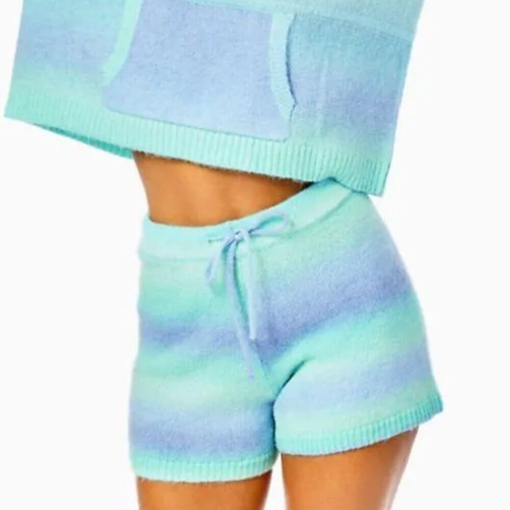 NWT Lilly Pulitzer Wanetta Sweater Space Dye Knit Shorts in Surf Blue Medium M
